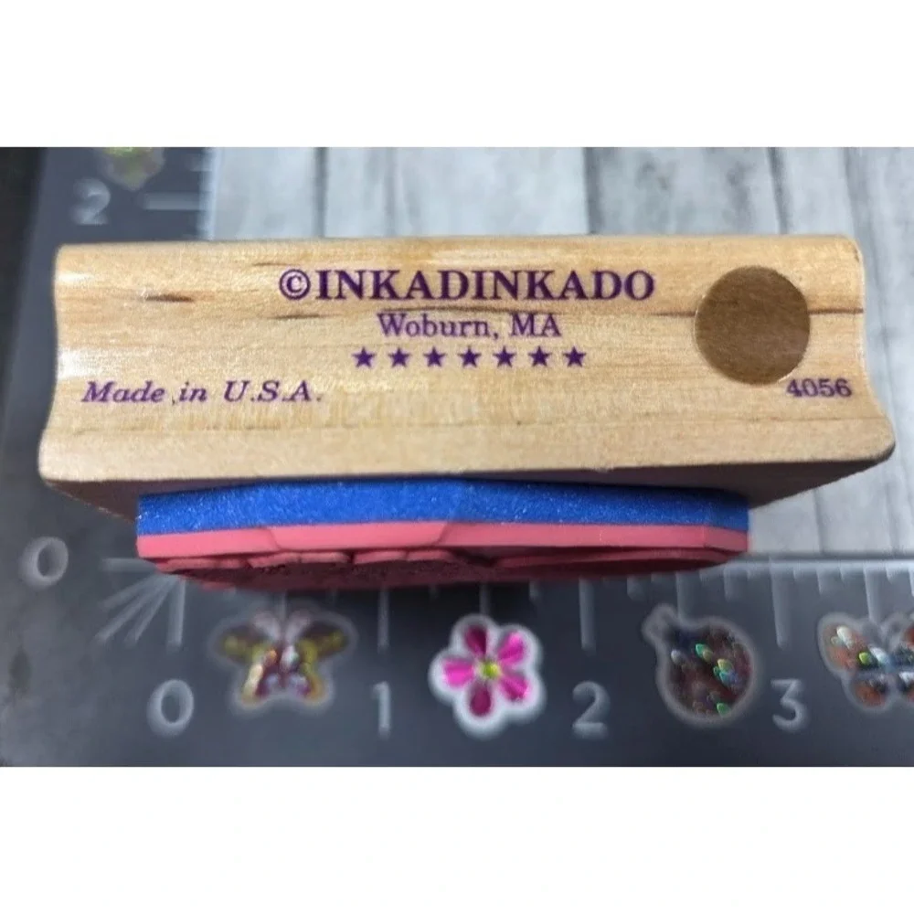 Inkadinkado Pansies Flowers in Vase Bouquet 4056 Rubber Stamp Wood #A3